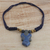 Halskette mit Holzanhänger, „Enyindado“ – Halskette mit blauem Holzanhänger an verstellbarer Kordel