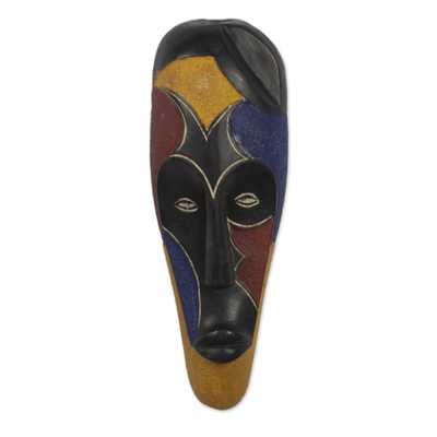 African wood mask, 'Ameadewonu' - Hand Carved West African Alstonia Wood Wall Mask