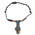 Wood beaded pendant necklace, 'Akan Wisdom' - Adjustable Sese Wood Pendant Necklace in Blue from Ghana