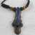 Wood beaded pendant necklace, 'Akan Wisdom' - Adjustable Sese Wood Pendant Necklace in Blue from Ghana