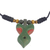 Collar con colgante de madera - Collar Colgante de Madera Verde y Roja con Cordón Ajustable
