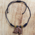 Wood pendant necklace, 'Faithful Elephant' - Hand Carved Sese Wood African Elephant Cord Necklace