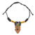 Halskette mit Holzanhänger, 'Elegante Hornmaske'. - Handgeschnitzte Maskenhalskette aus Sese Holz Rot-Schwarz-Horn