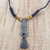 Wood pendant necklace, 'Sika Pa' - Grey and Black Wood Pendant Necklace on Adjustable Cord
