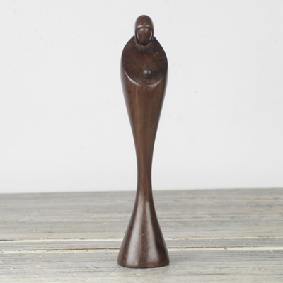 Escultura en madera de ébano - Escultura de madre e hijo de madera de ébano tallada a mano de Ghana