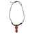 Wood beaded pendant necklace, 'Good Impression' - Adjustable Sese Wood Pendant Necklace in Red from Ghana