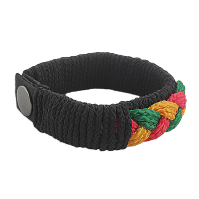 Men's wristband bracelet, 'Zest' - Men's Multi-Color Braided Cord Wristband Bracelet