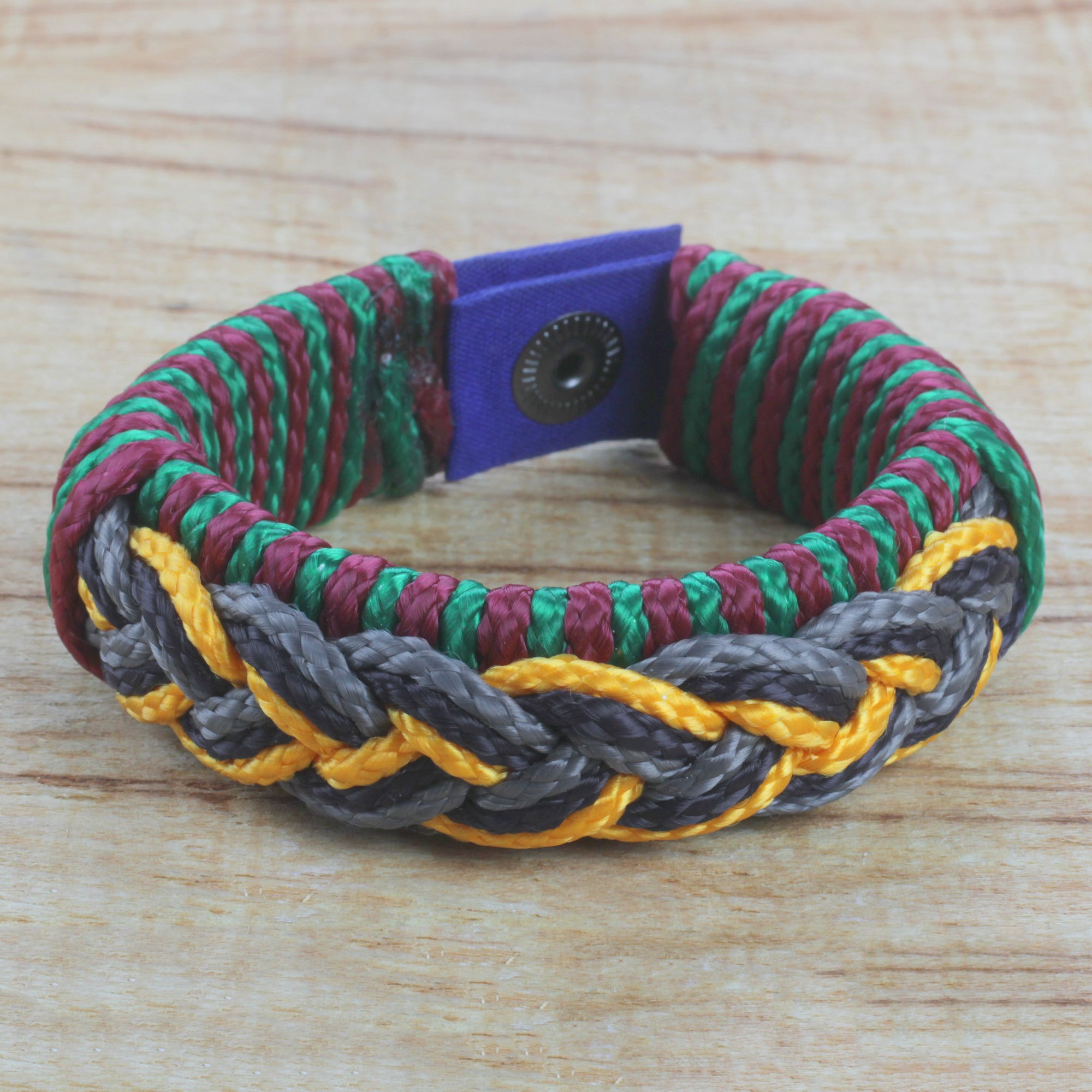 Men's MultiColor Braided Cord Wristband Bracelet Deep Kaleidoscope
