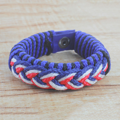 Men's wristband bracelet, 'Chief' - Men's Multi-Color Braided Cord Wristband Bracelet