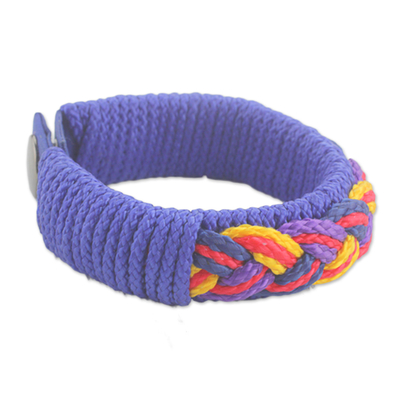 Men's wristband bracelet, 'Accord' - Men's Multi-colour Braided Cord Wristband Bracelet