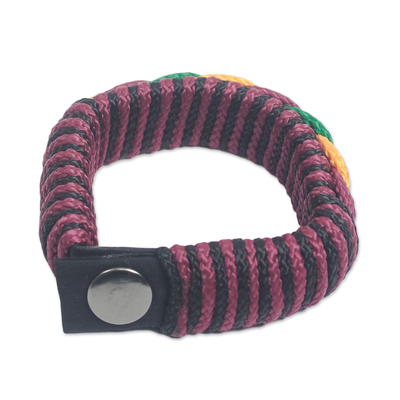 Men's wristband bracelet, 'Bravado' - Men's Multi-colour Braided Cord Wristband Bracelet