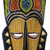 Maske aus afrikanischem Holz und recycelten Glasperlen, „Sithembiso“ – Maske aus Sese-Holz und Messing und recycelten Glasperlen