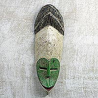 UNICEF Market | Sese Wood Africa Mask in Green White and Black from ...
