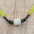 Horn and recycled glass beaded pendant necklace, 'Graceful Sunshine' - Yellow and Black Beaded Glass Horn Pendant Necklace