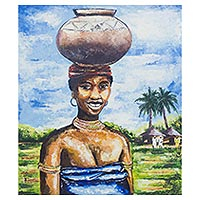 'Asaana' - Signed Cultural Painting of a Woman from Ghana