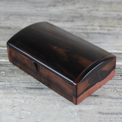 Ebony wood decorative box, 'Minimalist Keeper' (9 inch) - Hand Crafted Ebony Wood Decorative Box from Ghana (9 Inches)