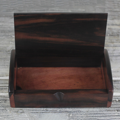 Caja decorativa de madera de ébano (9 pulgadas) - Caja decorativa de madera de ébano hecha a mano de Ghana (9 pulgadas)