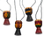 Wood ornaments, 'Djembe Colors' (set of 4) - Sese Wood Djembe Drum Ornaments from Ghana (Set of 4) (image 2a) thumbail