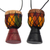 Wood ornaments, 'Djembe Colors' (set of 4) - Sese Wood Djembe Drum Ornaments from Ghana (Set of 4) (image 2b) thumbail