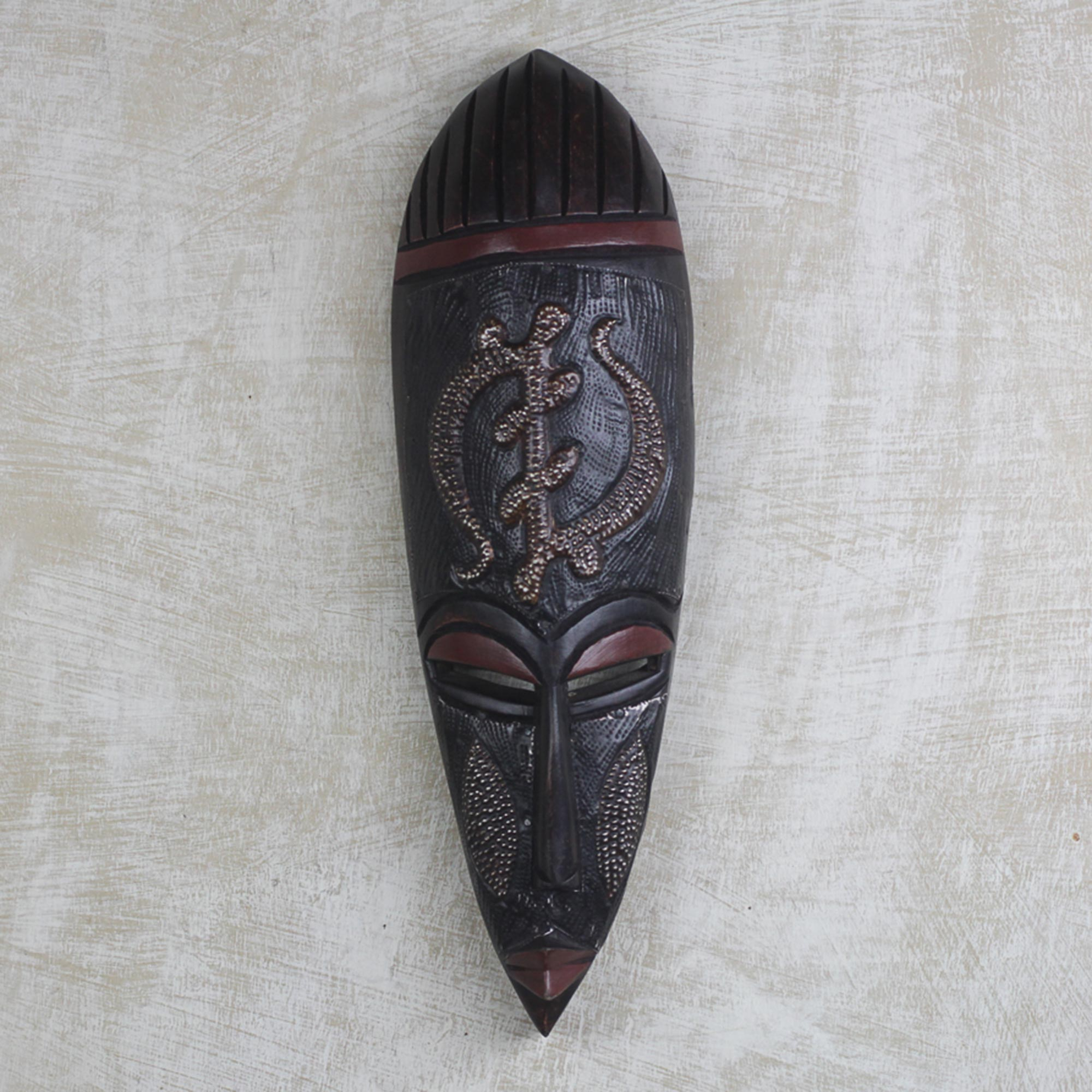 Handmade Sese Wood African Mask Gye Nyame Akan Hand Carved Adinkra God Novica 0764