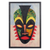 Baumwoll-Batik-Collage – Öl auf Baumwolle, afrikanische Maske, Batik-Cardstock-Collage
