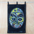 Batik cotton wall hanging, 'Midnight Ritual' - Handmade Cotton Batik Ritual African Mask Wall Hanging Art