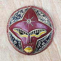 African wood mask, 'Zulu Beauty' - Hand Carved African Rubberwood Wall Mask from Ghana