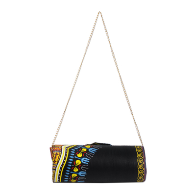 Cotton evening bag, 'Angelic Brilliance' - Colorful Cotton Fabric Evening Bag with Shoulder Chain