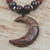 Wood and recycled plastic beaded pendant necklace, 'Kae Me Moon' - Wood and Recycled Plastic Beaded Pendant Necklace from Ghana (image 2b) thumbail
