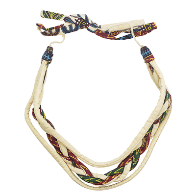 Cotton Tie Back African Print Braided Torsade Necklace