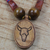 Wood and recycled glass beaded pendant necklace, 'Bovine Beauty' - Wood and Recycled Plastic Beaded Pendant Necklace from Ghana