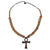 Wood pendant necklace, 'Odofa Me Ko' - Adjustable Sese Wood Beaded Ankh Pendant Necklace (image 2a) thumbail