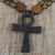 Wood pendant necklace, 'Odofa Me Ko' - Adjustable Sese Wood Beaded Ankh Pendant Necklace (image 2c) thumbail