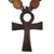 Wood pendant necklace, 'Odofa Me Ko' - Adjustable Sese Wood Beaded Ankh Pendant Necklace (image 2d) thumbail