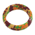 Wood and cotton bangle bracelet, 'Cheerful Sunrise' - Wrapped Cotton Print Bangle Bracelet in Green and Orange (image 2a) thumbail