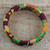 Wood and cotton bangle bracelet, 'Cheerful Sunrise' - Wrapped Cotton Print Bangle Bracelet in Green and Orange (image 2c) thumbail