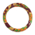 Wood and cotton bangle bracelet, 'Cheerful Sunrise' - Wrapped Cotton Print Bangle Bracelet in Green and Orange (image 2d) thumbail