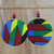 Ohrhänger aus Baumwolle - Mehrfarbige Ohrhänger aus Sese-Holz mit bedrucktem Baumwollstoff