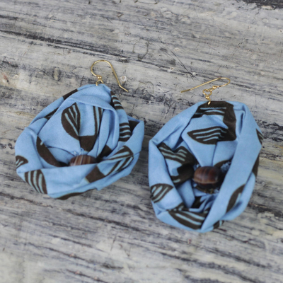 Ohrhänger aus Baumwolle - Blaue Baumwoll-Ohrhänger aus Ghana