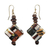 Recycled paper and wood dangle earrings, 'Maize and Peanuts' - Recycled Paper and Sese Wood Dangle Earrings from Ghana