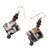 Recycled paper and wood dangle earrings, 'Maize and Peanuts' - Recycled Paper and Sese Wood Dangle Earrings from Ghana
