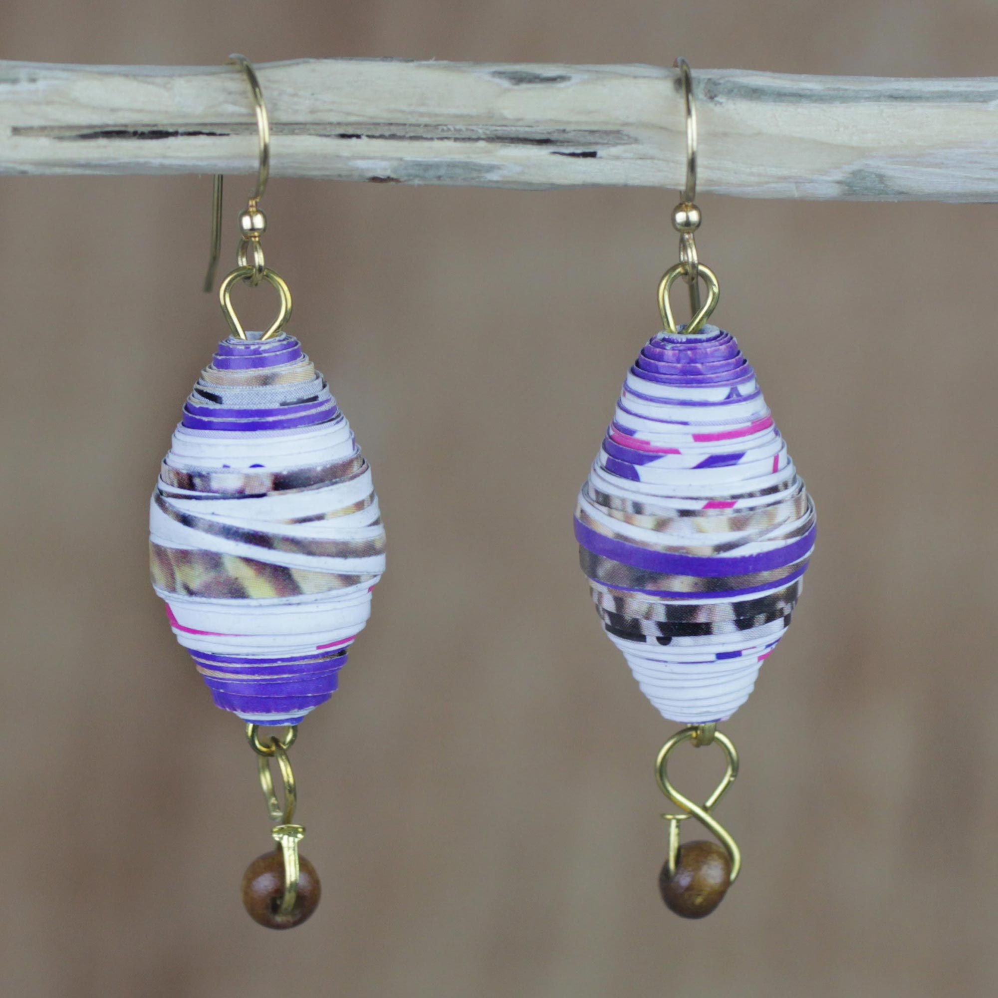 Small Two Bead Paper Dangle Earring - Project Have Hope