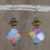 Recycled paper and wood dangle earrings, 'Happy Soul' - Multicolored Recycled Paper and Wood Earrings from Ghana