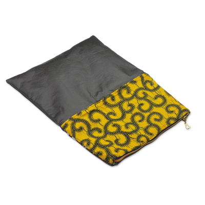Cotton and Faux Leather Tablet Sleeve from West Africa