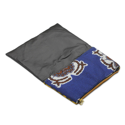 Cotton and faux leather tablet sleeve, 'Versatility on the Go' - Cotton and Faux Leather Tablet Sleeve from West Africa
