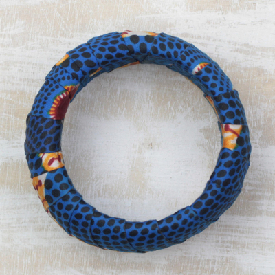 Cotton bangle bracelet, 'Oboshie' - Handmade African Cotton Print Fabric Bangle Bracelet