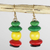Wood and recycled plastic beaded dangle earrings, 'Boho Life' - Yellow Green and Red Sese Wood Boho Dangle Earrings