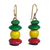 Ohrhänger aus Holz und recycelten Kunststoffperlen - Gelbgrüne und rote Boho-Ohrringe aus Sese-Holz