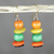 Wood and recycled plastic dangle earrings, 'Tropical Grove' - Orange Yellow and Green Sese Wood Beaded Dangle Earrings