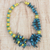 Coconut shell and wood beaded necklace, 'Lively' - Yellow and Teal Coconut Shell and Wood Beaded Necklace